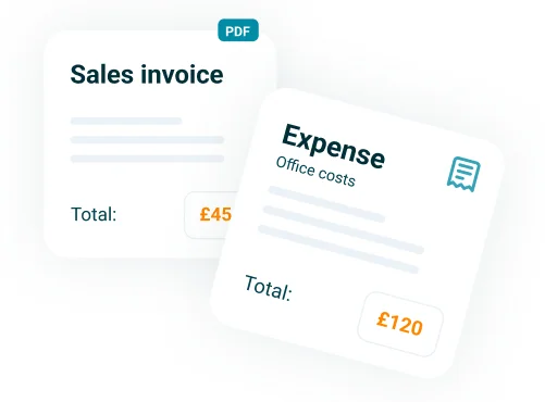 A sales invoice and an office expense created in EasyInvoice