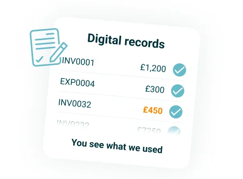 List of the invoices and expenses behind each total in EasyInvoice